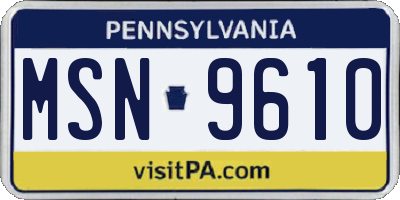 PA license plate MSN9610