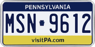 PA license plate MSN9612