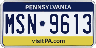 PA license plate MSN9613