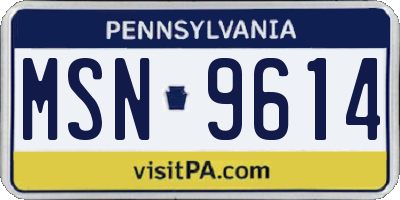 PA license plate MSN9614