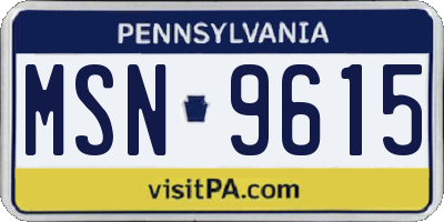 PA license plate MSN9615