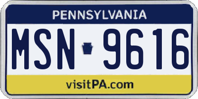 PA license plate MSN9616