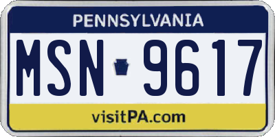 PA license plate MSN9617