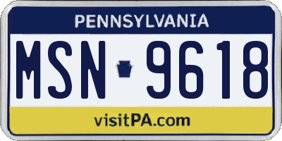 PA license plate MSN9618