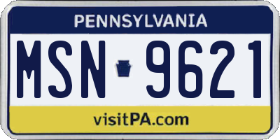 PA license plate MSN9621