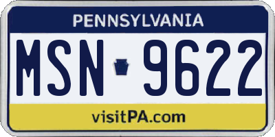 PA license plate MSN9622