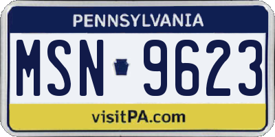 PA license plate MSN9623