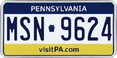 PA license plate MSN9624