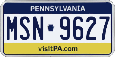 PA license plate MSN9627