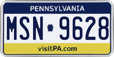 PA license plate MSN9628