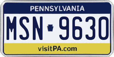 PA license plate MSN9630