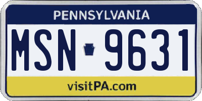 PA license plate MSN9631