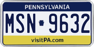 PA license plate MSN9632