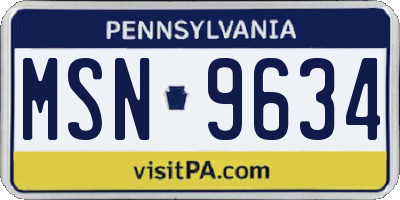 PA license plate MSN9634