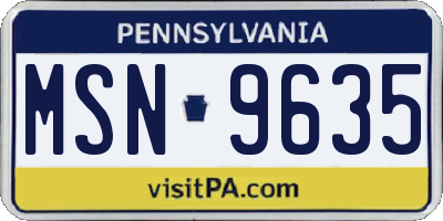 PA license plate MSN9635