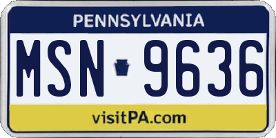 PA license plate MSN9636
