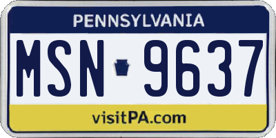 PA license plate MSN9637