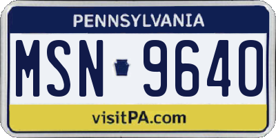 PA license plate MSN9640