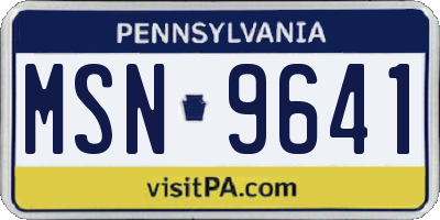 PA license plate MSN9641