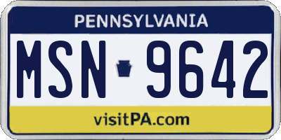 PA license plate MSN9642