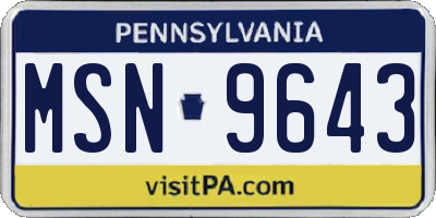 PA license plate MSN9643