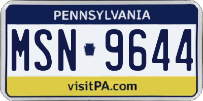PA license plate MSN9644