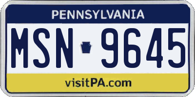 PA license plate MSN9645