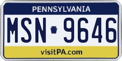 PA license plate MSN9646