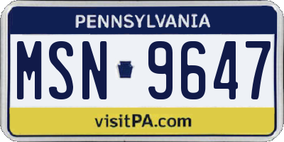 PA license plate MSN9647