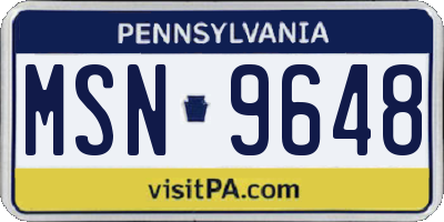 PA license plate MSN9648