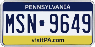 PA license plate MSN9649
