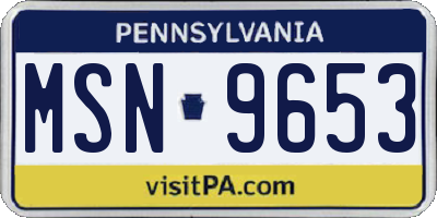 PA license plate MSN9653