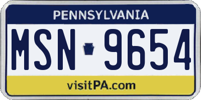 PA license plate MSN9654