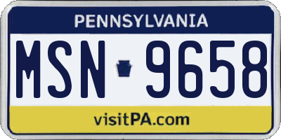 PA license plate MSN9658