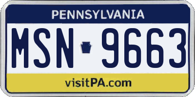 PA license plate MSN9663