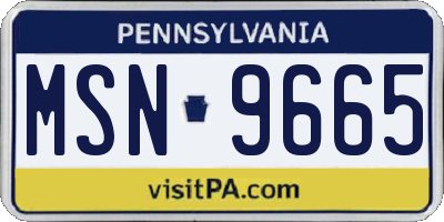 PA license plate MSN9665