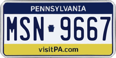PA license plate MSN9667