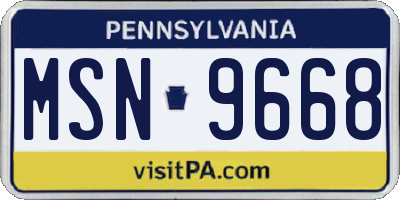 PA license plate MSN9668