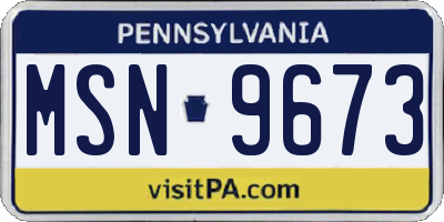 PA license plate MSN9673
