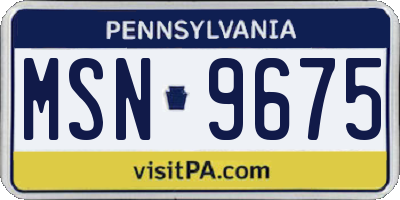 PA license plate MSN9675