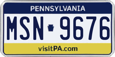 PA license plate MSN9676
