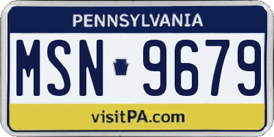PA license plate MSN9679