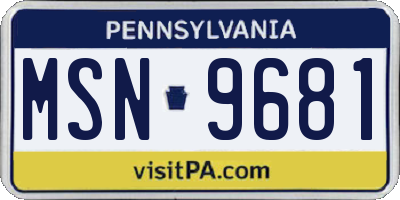 PA license plate MSN9681