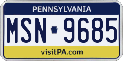 PA license plate MSN9685