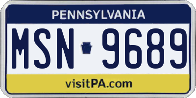 PA license plate MSN9689