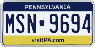 PA license plate MSN9694