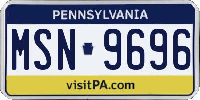 PA license plate MSN9696