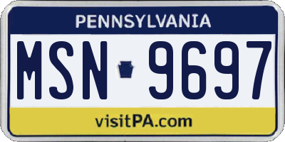 PA license plate MSN9697