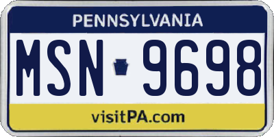 PA license plate MSN9698