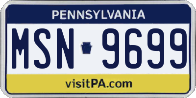 PA license plate MSN9699